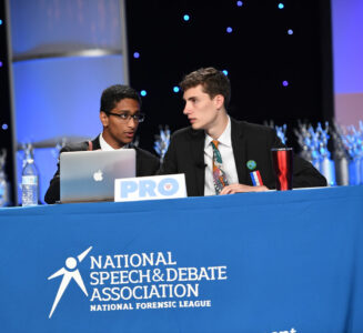 Students debating on a national stage
