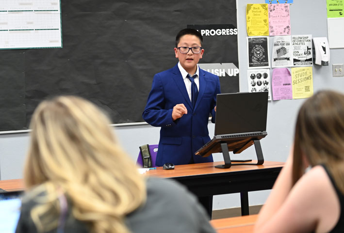 Student competing in a classroom at the National Tournament