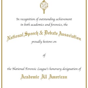Academic All American Certificate