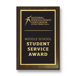 Middle School Speech and Debate Service Plaque