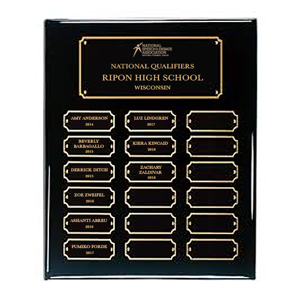 National Qualifiers Perpetual Plaque