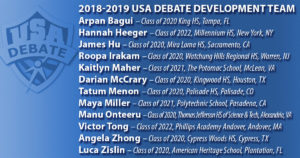 2018-19 USA Debate Development Team