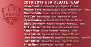 2018-19 USA Debate Team