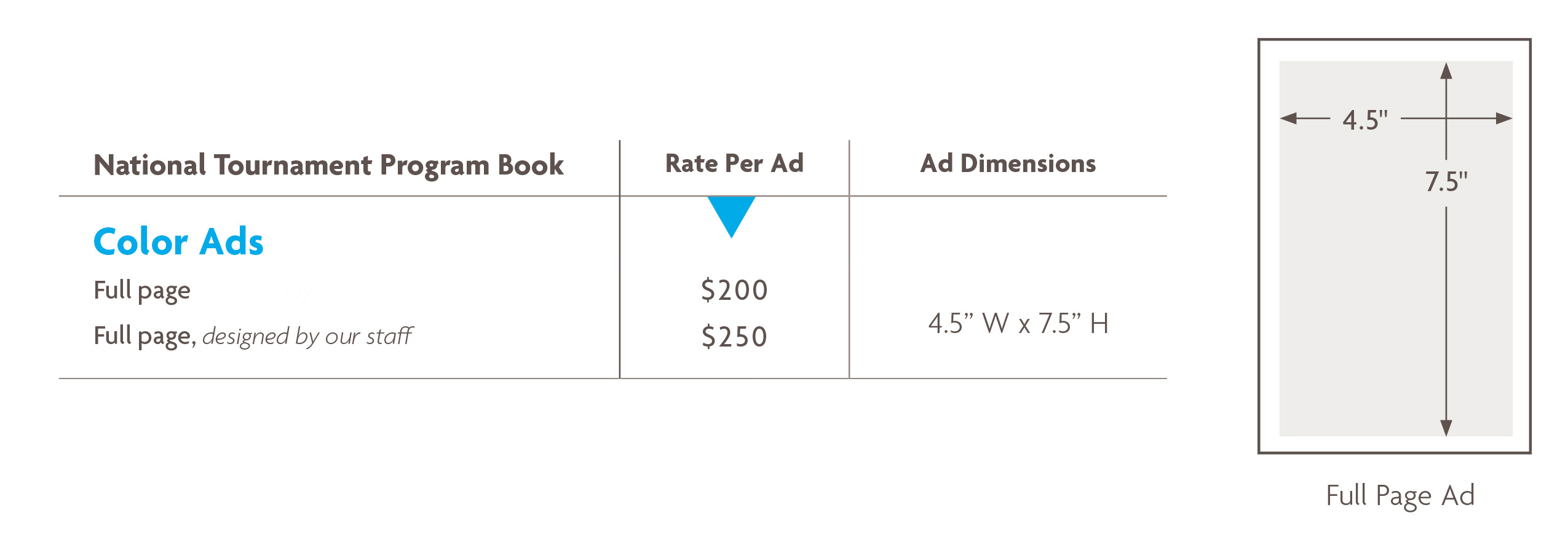 Tournament Book Pricing and Dimensions Tournament Book Pricing and Dimensions