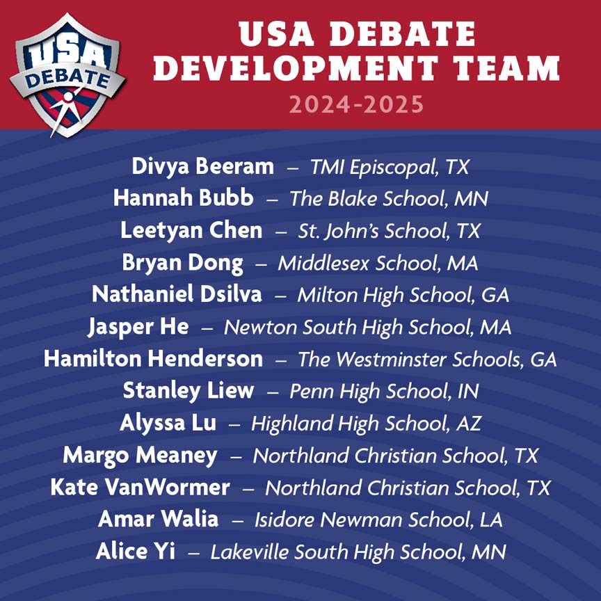 USA Debate Development Team: 2024 - 2025 USA Debate Development Team: 2024 - 2025