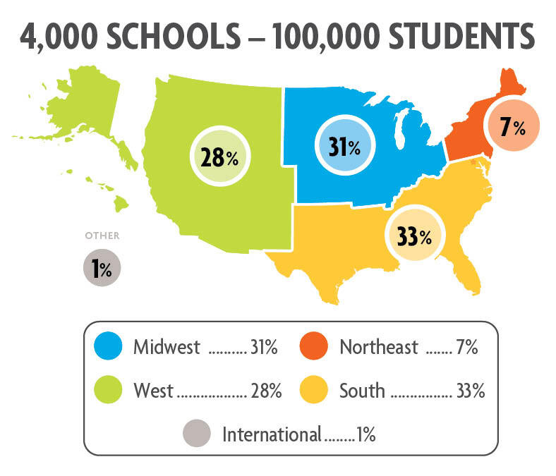 4,000 Schools - 100,000 Students Map 4,000 Schools - 100,000 Students Map