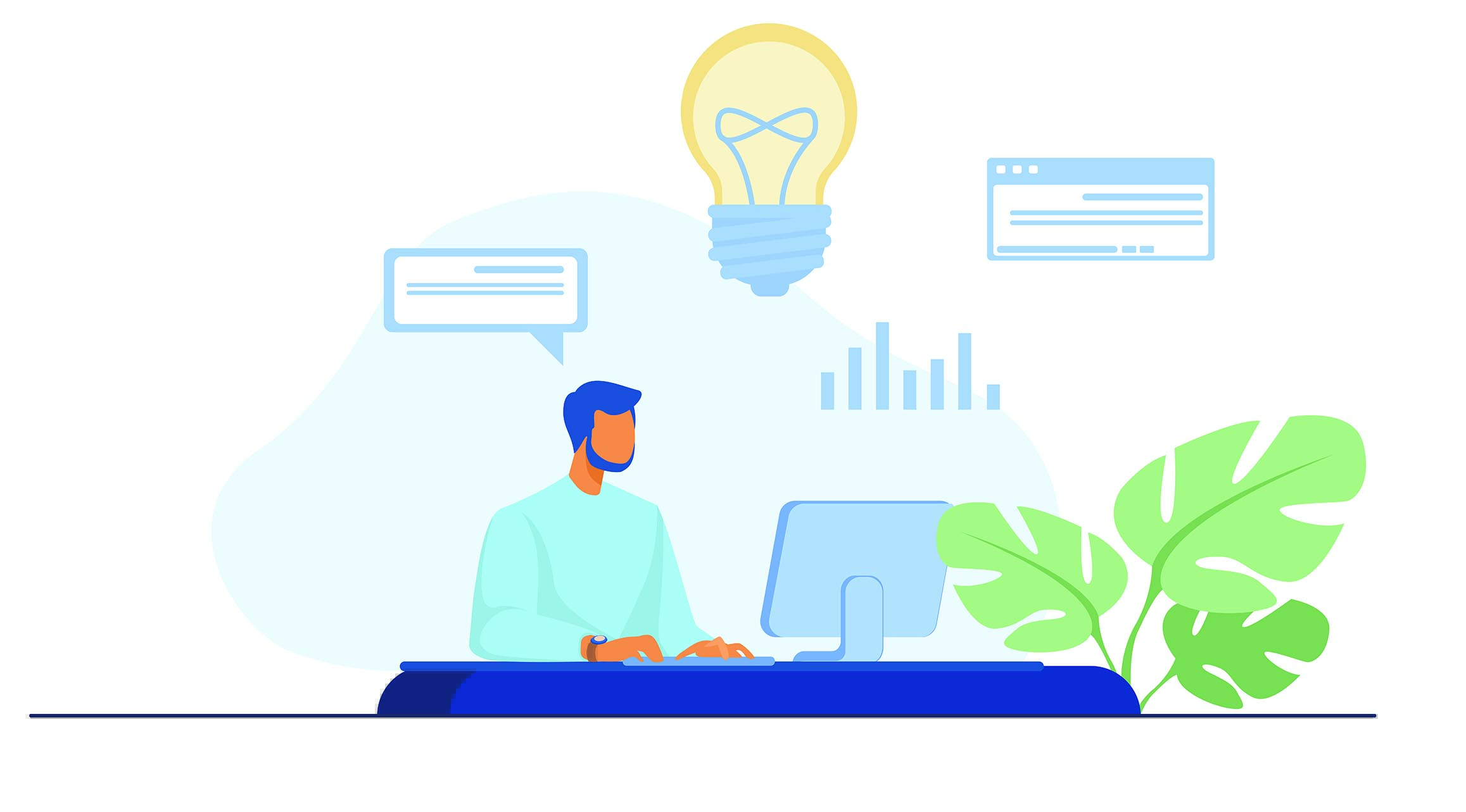 Man at a desk researching Man at a desk researching