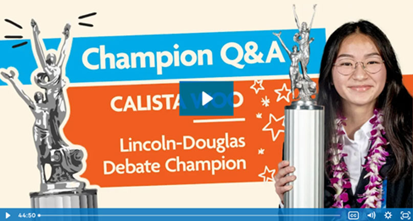 Champion Q&A: Calista Woo Lincoln-Douglas Debate Champion
