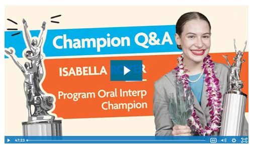 Champion Q&A: Program Oral Interp Featuring Isabella Royer.