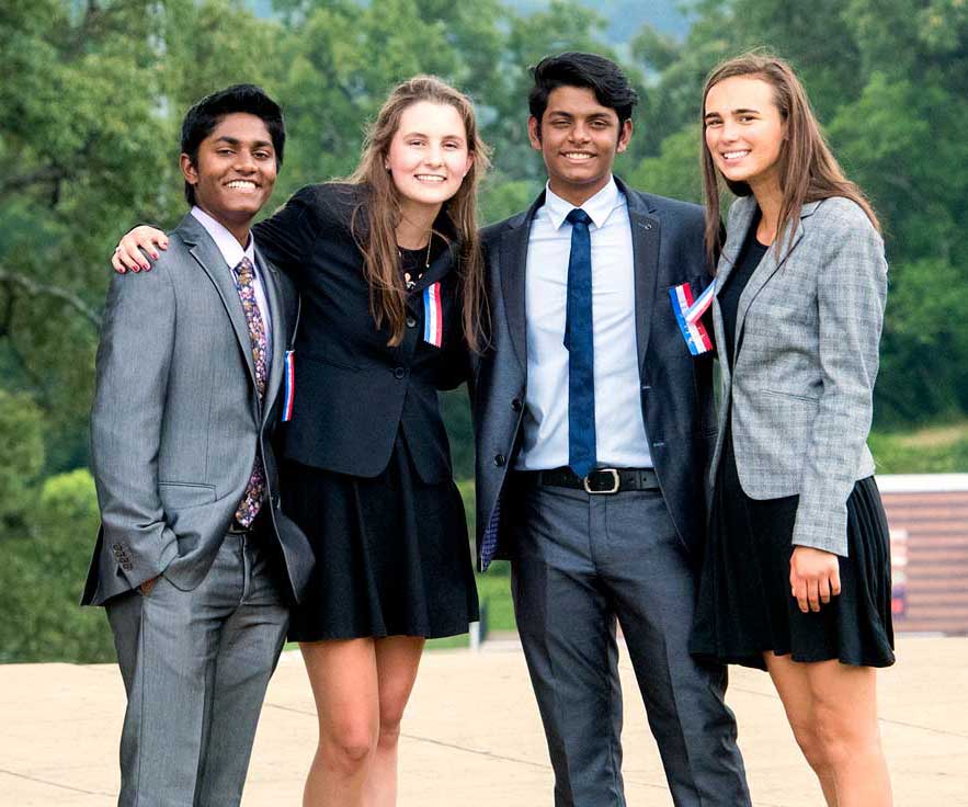 Group of students standing outside together at a tournament