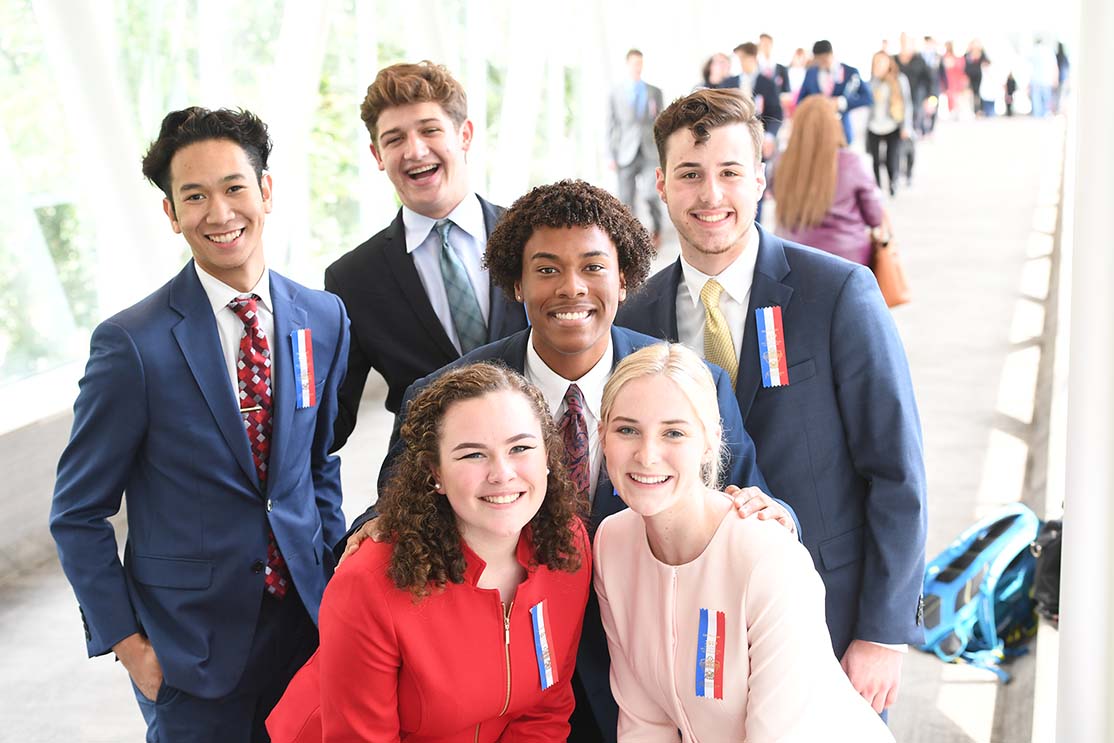 Group of students together smiling