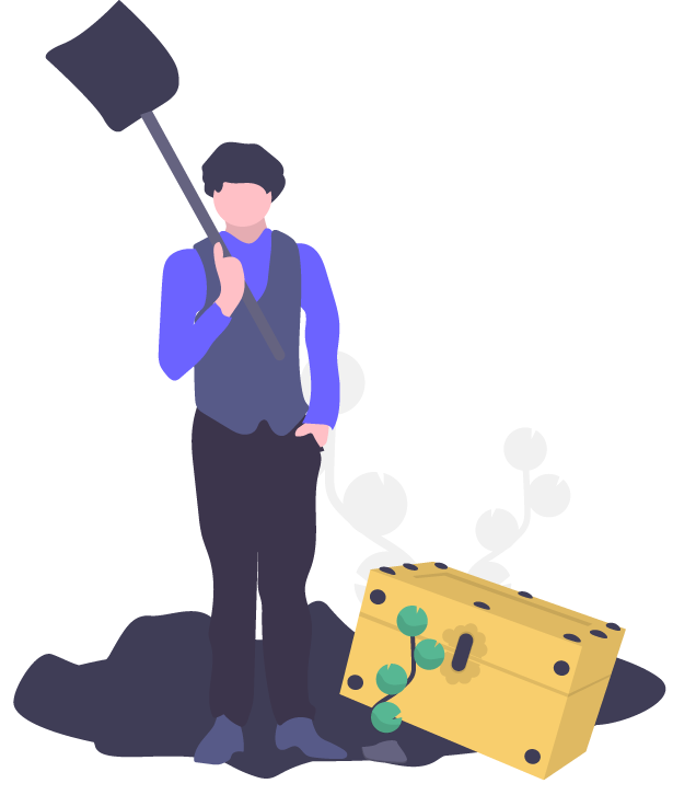 Illustrated person digging for something Illustrated person digging for something