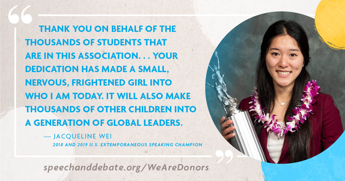 Jacqueline Wei - Thank you on behalf of the thousands of students that are in this association...your dedication has made a small, nervous, frightened little girl into who I am today. It will also make thousands of other children into a generation of global leaders. Jacqueline Wei - Thank you on behalf of the thousands of students that are in this association...your dedication has made a small, nervous, frightened little girl into who I am today. It will also make thousands of other children into a generation of global leaders.