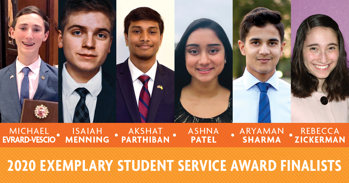 2020 Exemplary Student Service Award Finalists 2020 Exemplary Student Service Award Finalists
