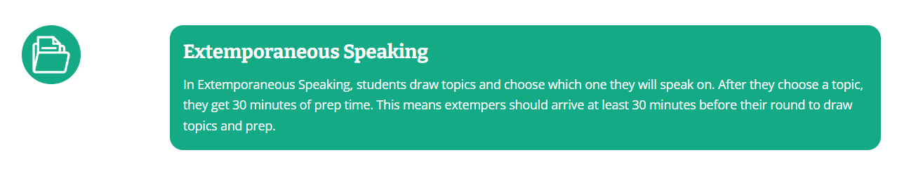 Extemporaneous Speaking feature box