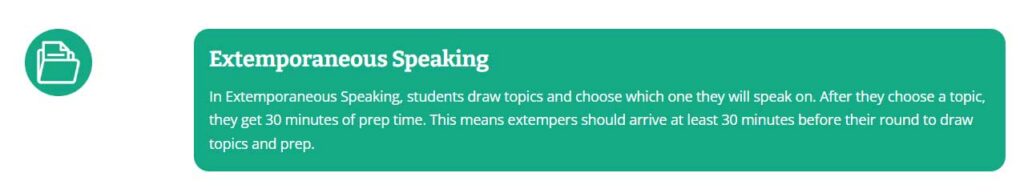 Extemporaneous Speaking feature box.