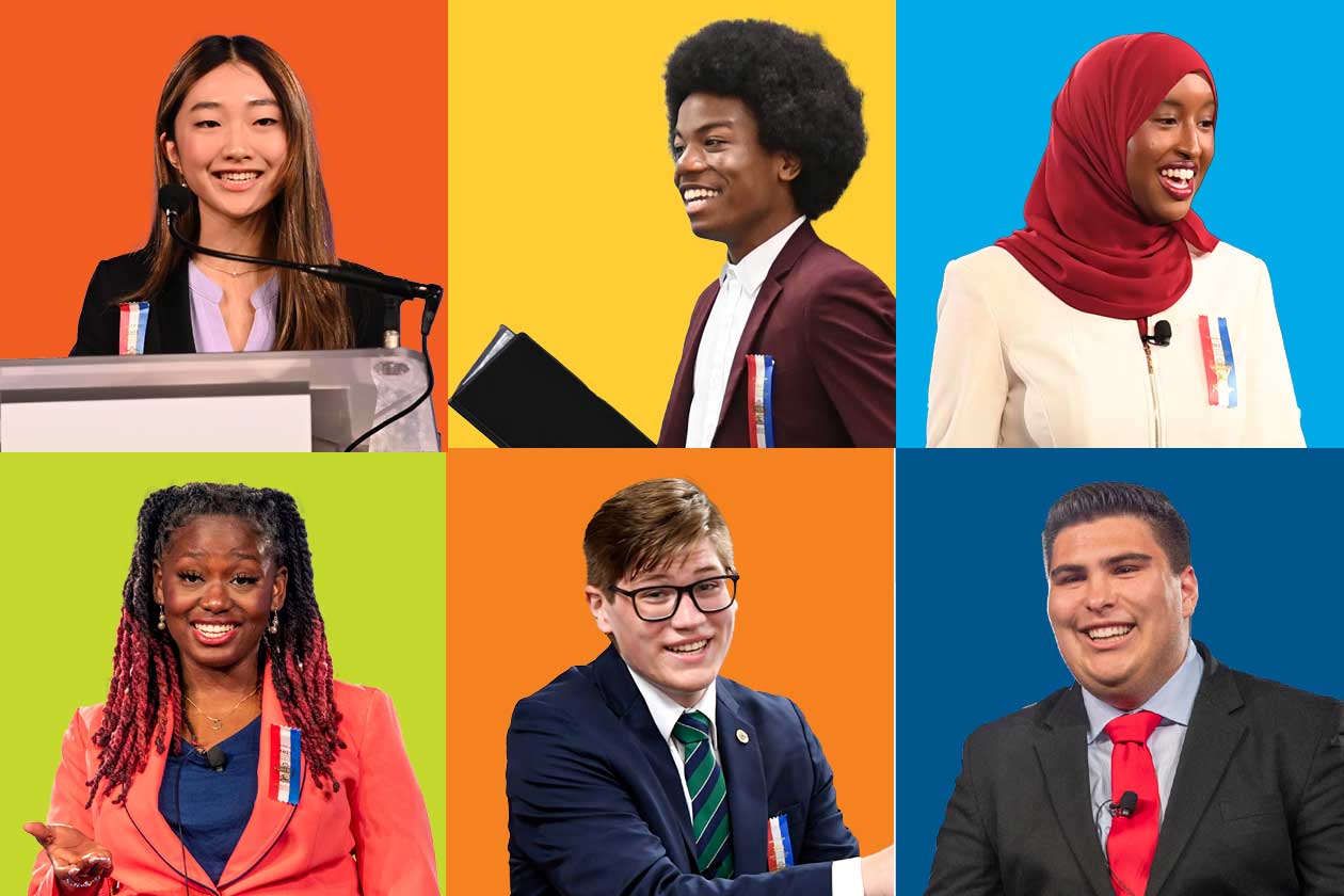 Group of students on stage competing at Nationals