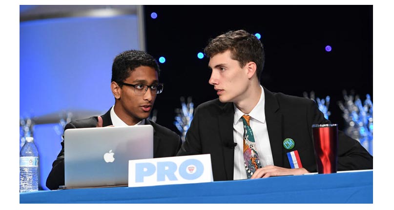 Students debating on a national stage