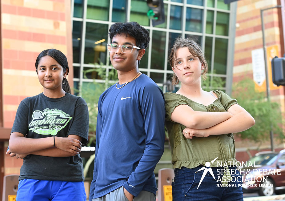 Three students posing together