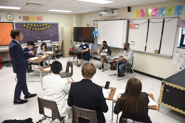 Classroom with Judges watching a performance