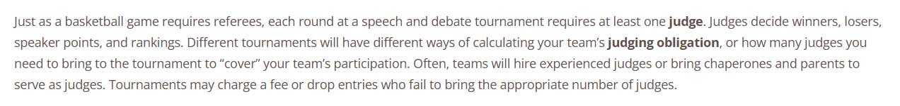  Excerpt defining judging and judging obligations, with “judging” and “judging obligations” in bold.