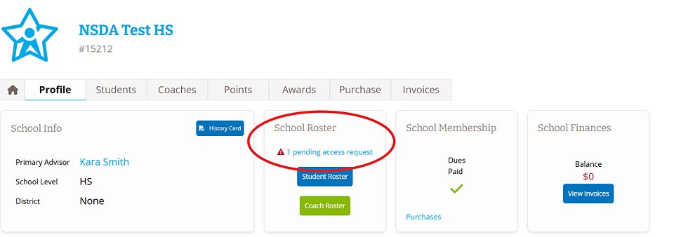NSDA test school example
