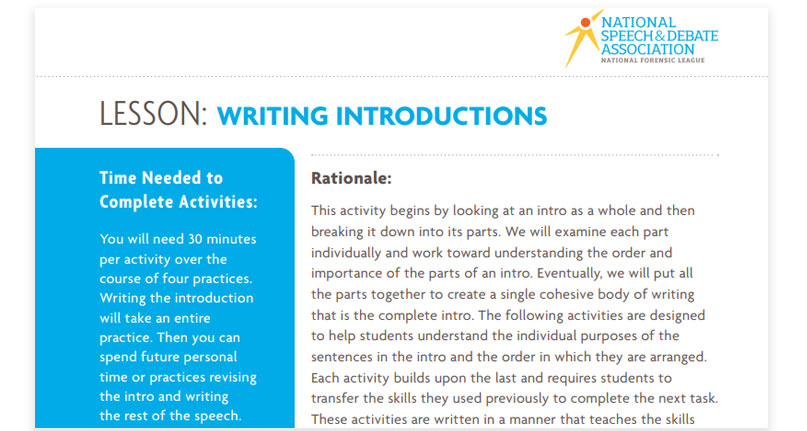 Middle School Mini Lesson Writing Introductions