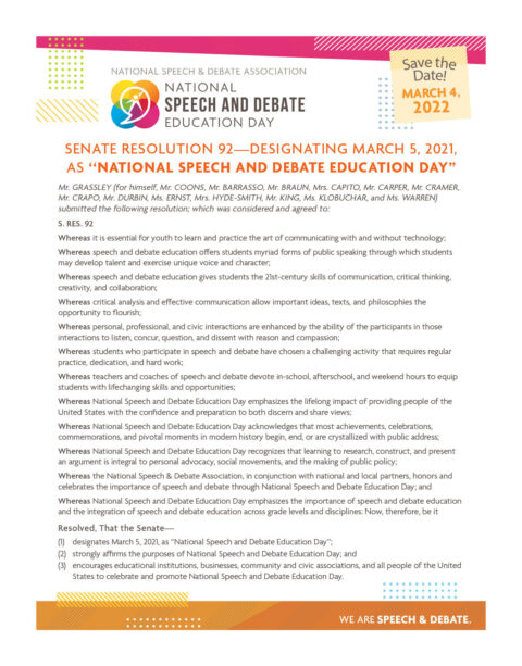 National Speech and Debate Education Day | National Speech & Debate ...