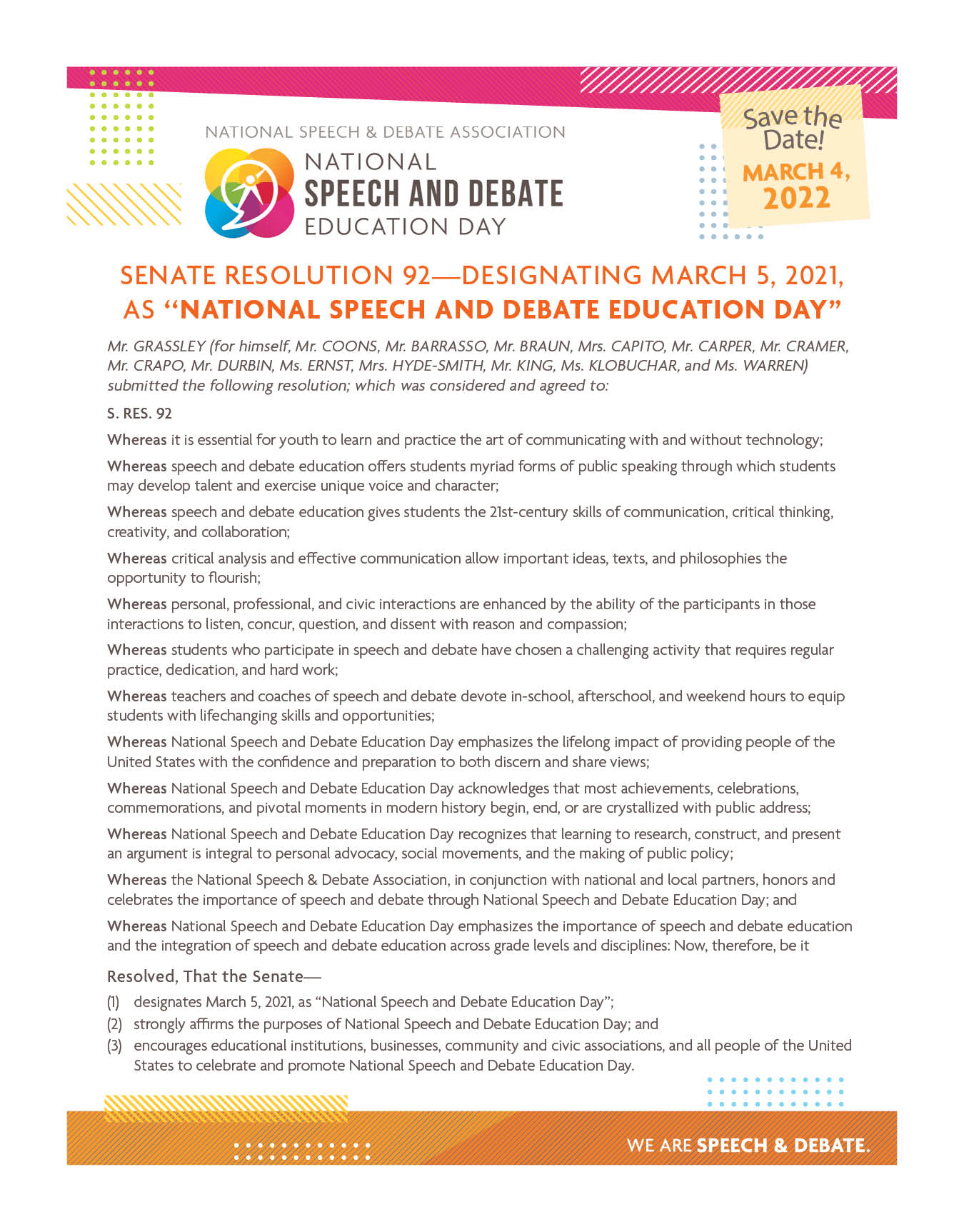 National Speech and Debate Education Day National Speech & Debate