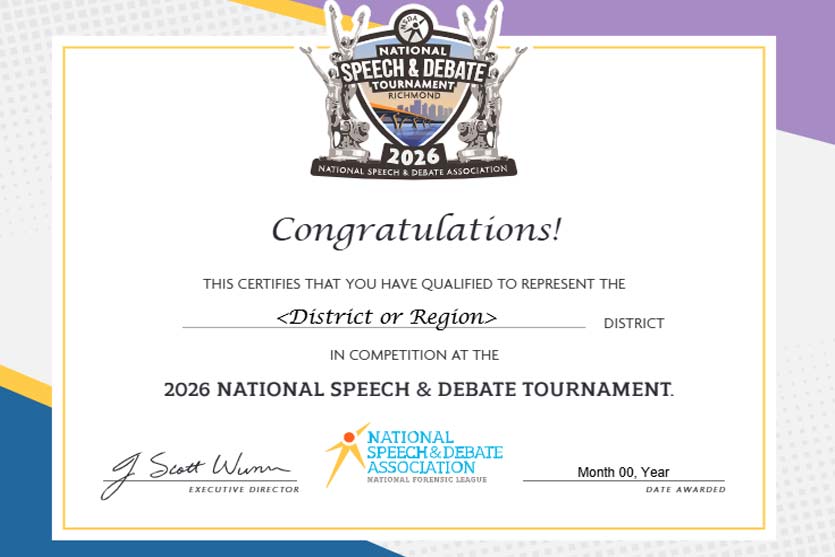 Nationals Qualifier Certificate