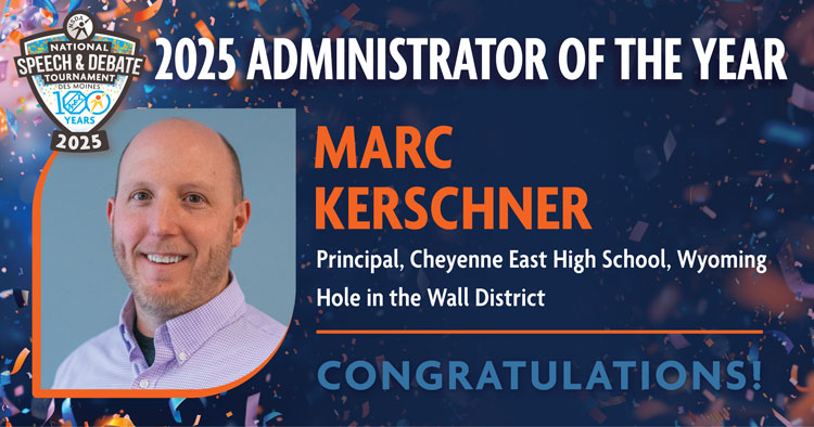 2025 Administrator of the Year is Marc Kerschner, Principal of Cheyenne East High School in Wyoming. 2025 Administrator of the Year is Marc Kerschner, Principal of Cheyenne East High School in Wyoming.