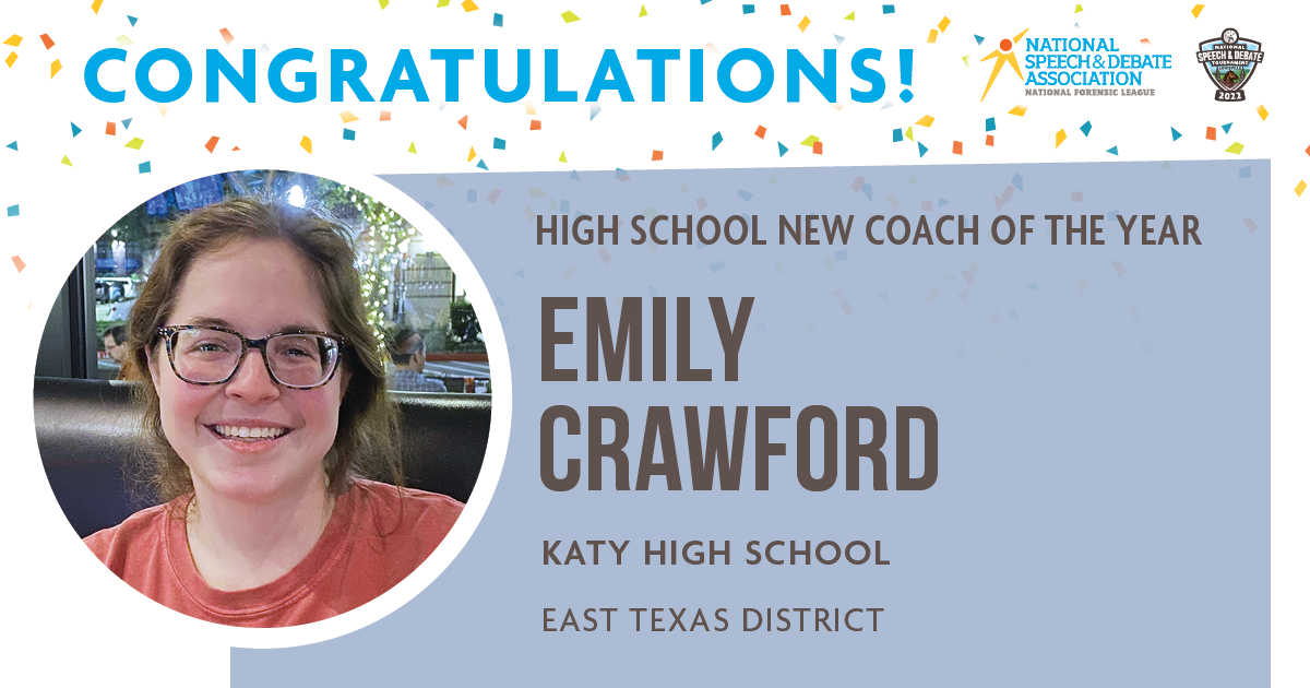 2022 High School New Coach of the Year - Emily Crawford Katy High School, TX East Texas District