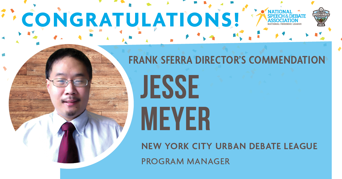 2022 Frank Sferra Director's Commendation - Jesse Meyer 2022 Frank Sferra Director's Commendation - Jesse Meyer
