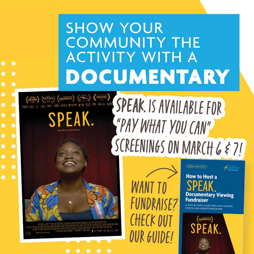 Show your community the activity with a documentary. SPEAK.