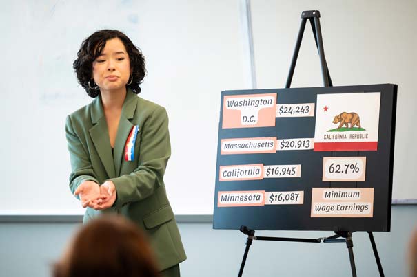 Student performing a speech at a tournament