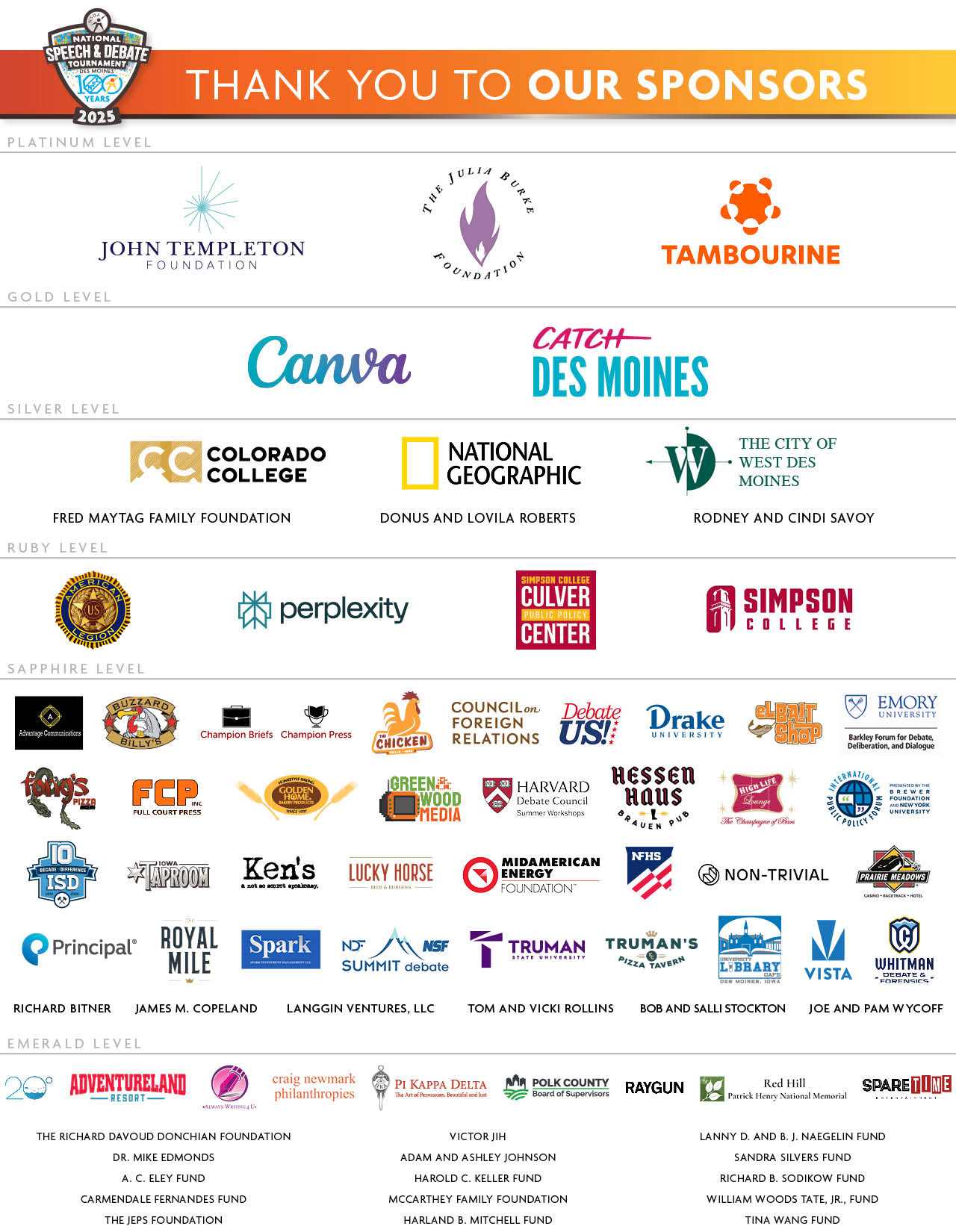 Thank you to our sponsors