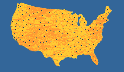 Animated map of the U.S. showing growth