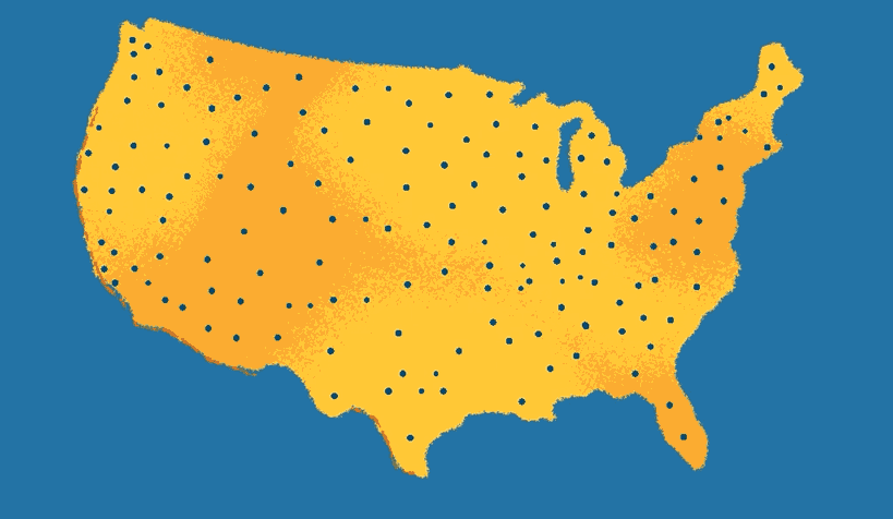 Animated map of the U.S. showing growth Animated map of the U.S. showing growth