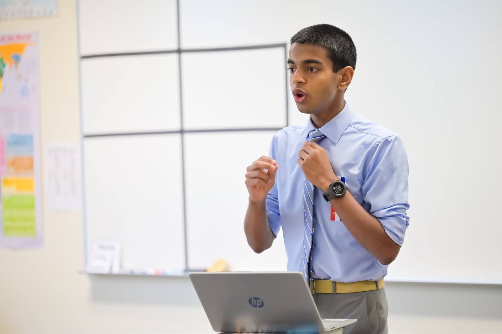 Student speaking in a classroom at the National Tournament Student speaking in a classroom at the National Tournament