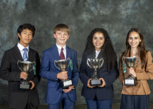 Alina Robinson, Calvin Massey, Talia Simon, and Neilson Chien from Tierra Linda Middle School in California Coached by Collin Tuerk, Gianna Colby, and Marty De