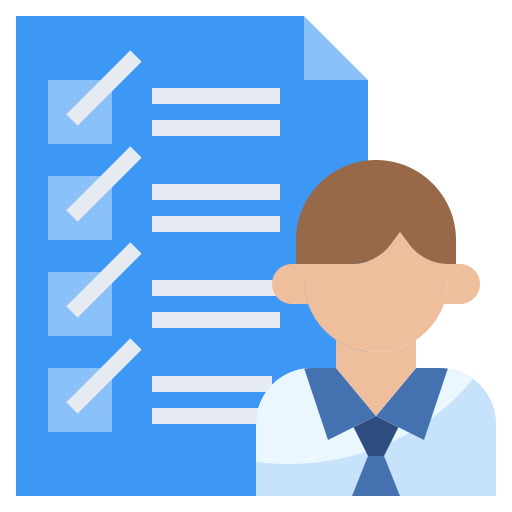 Icon of person next to a checklist Icon of person next to a checklist